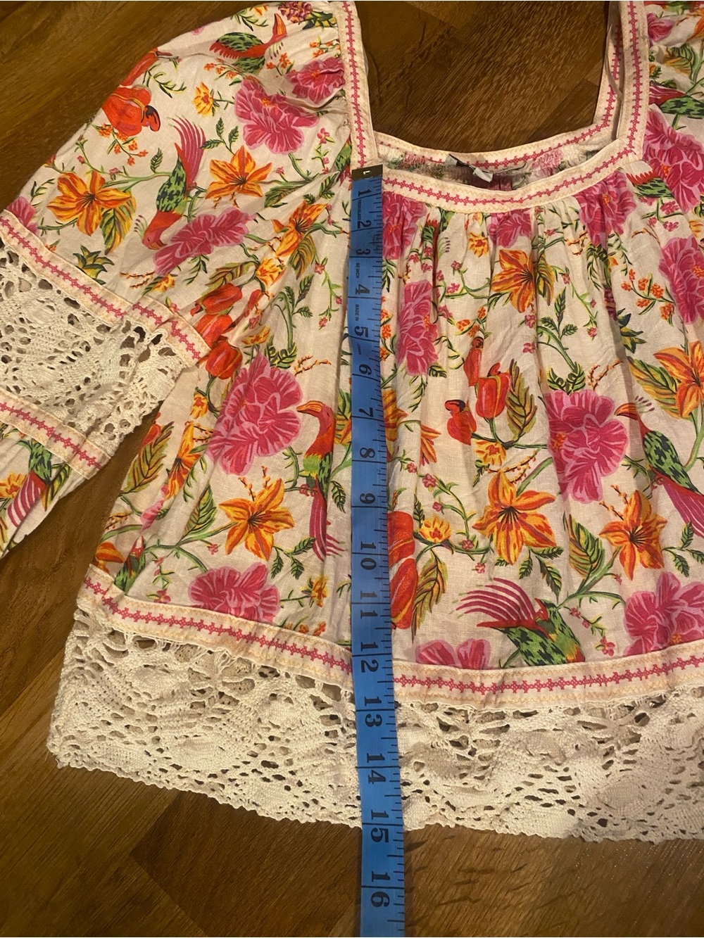 Rachel Zoe Square Neck Crochet-Trim Peasant Style Boho Chic Beach Blouse - Picture 8 of 12
